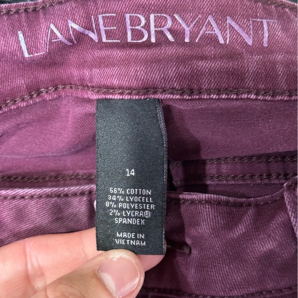 Lane Bryant Mid Rise Super Stretch Skinny Jeans Maroon Wine Purple Size 14 - Picture 9 of 9